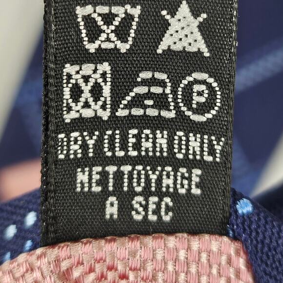 THOMAS PINK MEN'S 3" BLUE GRID DOT PATTERN NECKTIE – 100% SILK – WOVEN IN UK - Picture 10 of 12